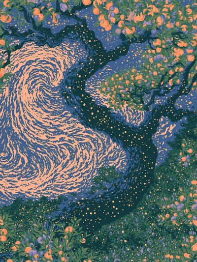 Blossoming River Abstract Print.