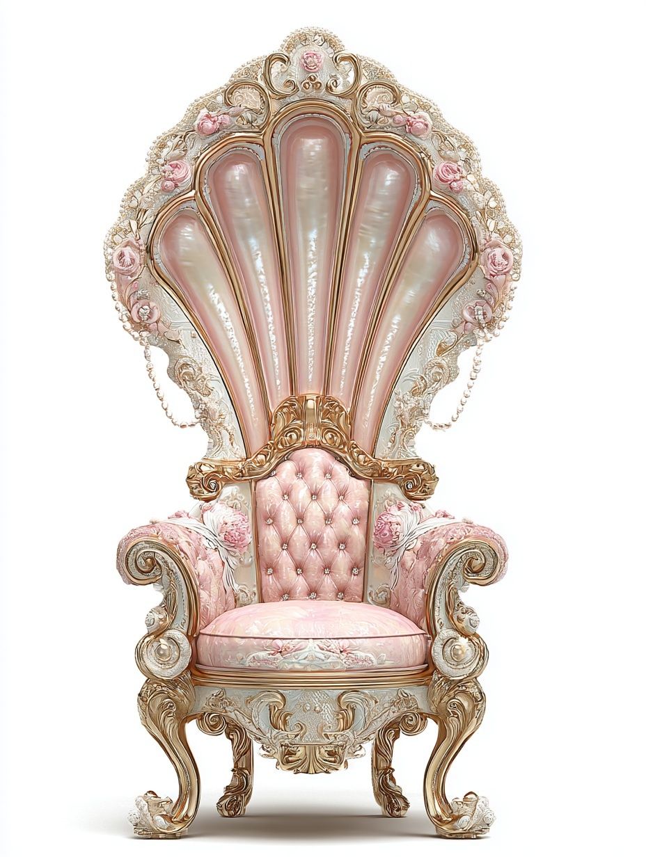 Pink Rococo Shell Throne Print. poster detail