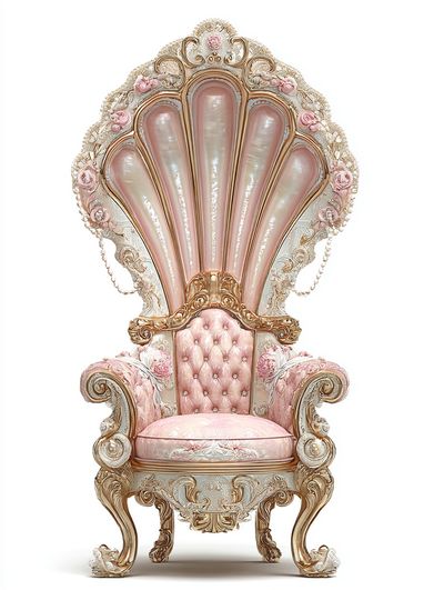 Pink Rococo Shell Throne Print. poster