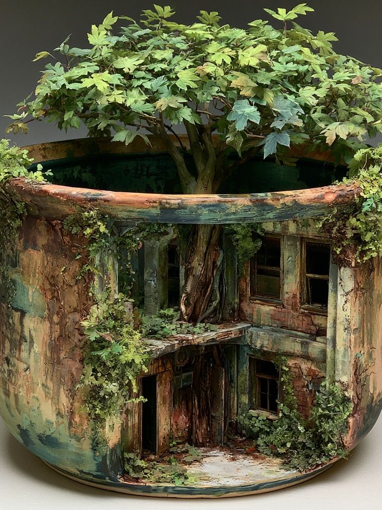 Tree in Pot Surrealism Print. poster detail
