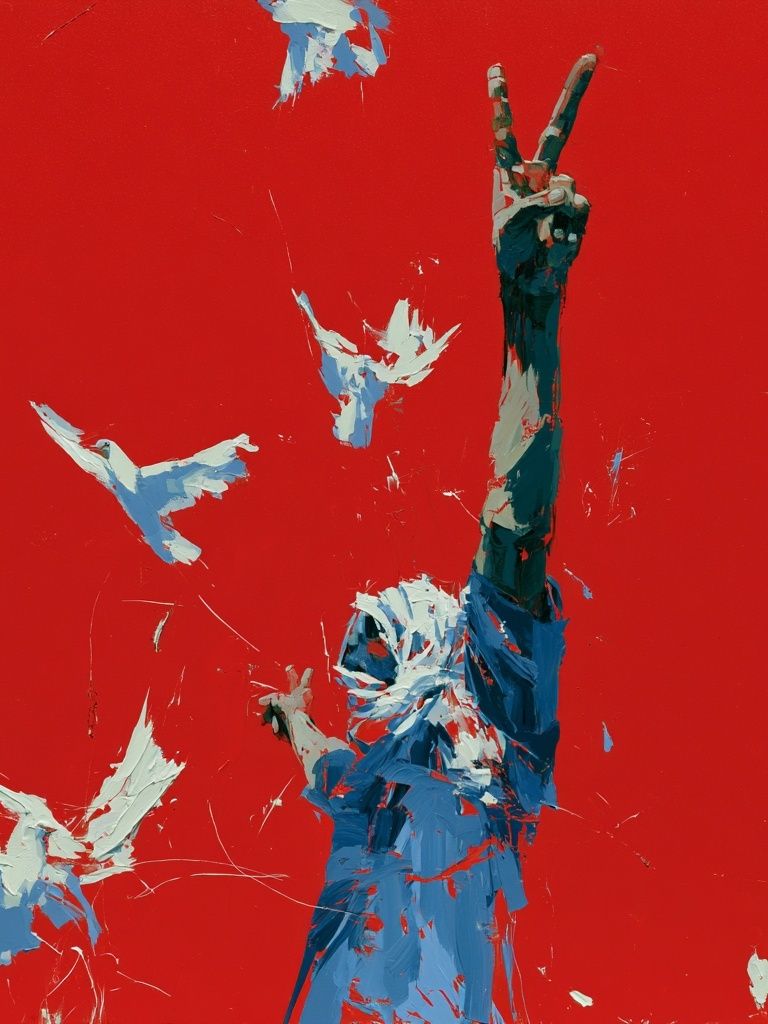 Red Freedom Birds Illustration Poster. poster detail