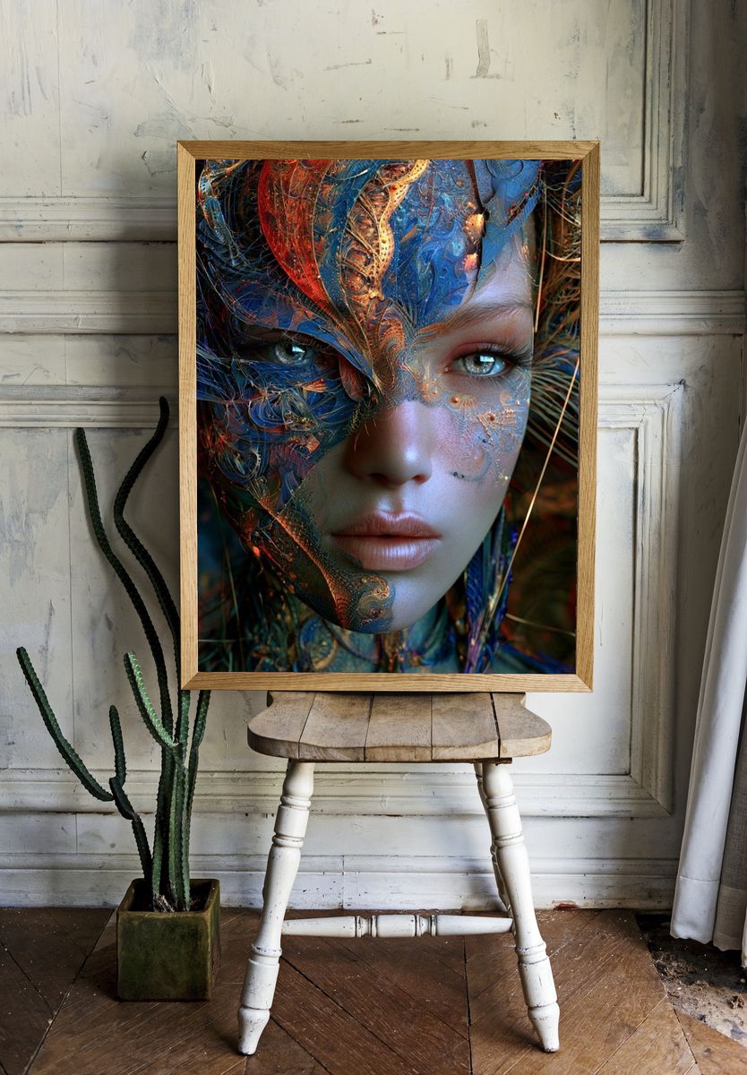 Surreal Masked Portrait Print. — room view 1
