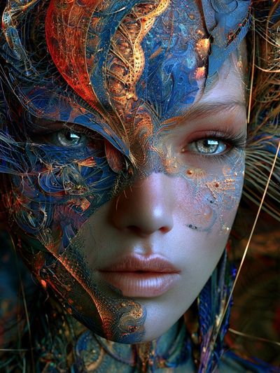 Surreal Masked Portrait Print. poster