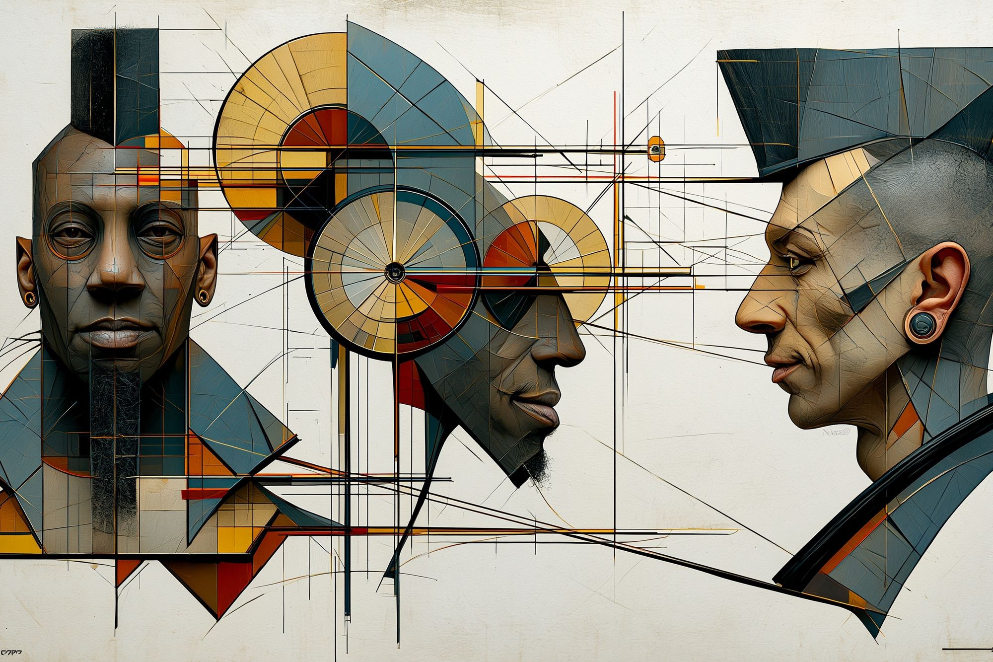 Geometric Portrait Trio Print. poster detail
