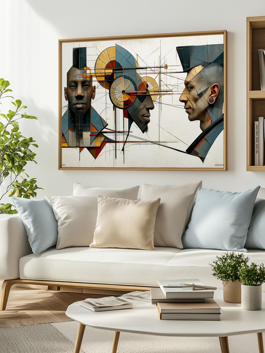 Geometric Portrait Trio Print. — room view 2