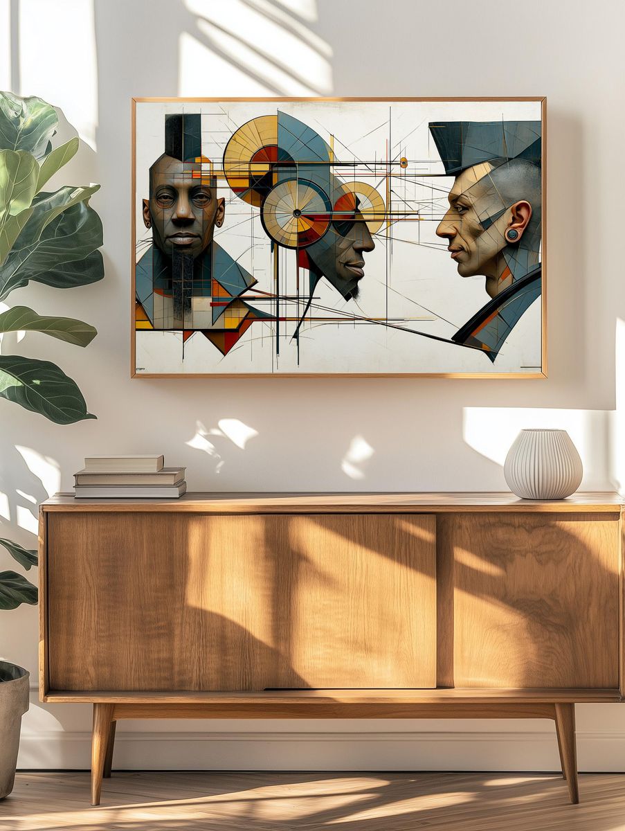 Geometric Portrait Trio Print. — room view 3