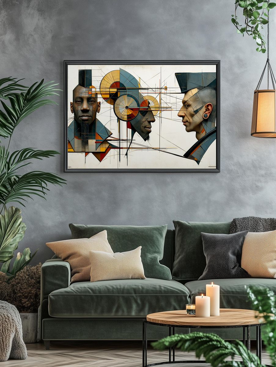 Geometric Portrait Trio Print. — room view 4