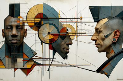 Geometric Portrait Trio Print. poster