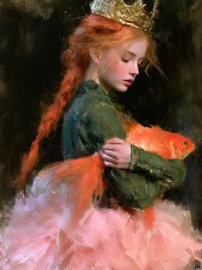 Girl with Goldfish Fine-Art Poster.