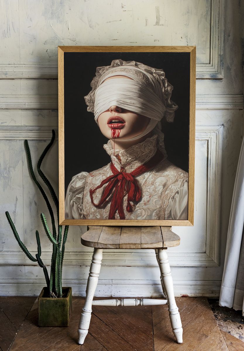 Blindfolded Portrait Fine-Art Poster. room preview