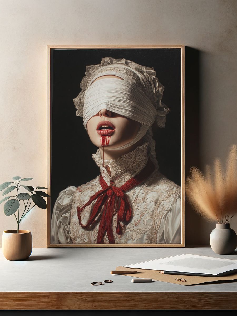Blindfolded Portrait Fine-Art Poster. — room view 2