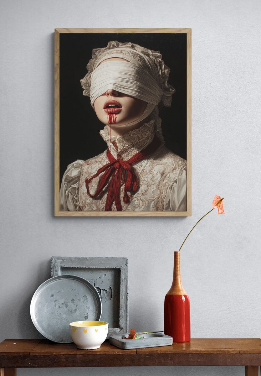 Blindfolded Portrait Fine-Art Poster. — room view 3