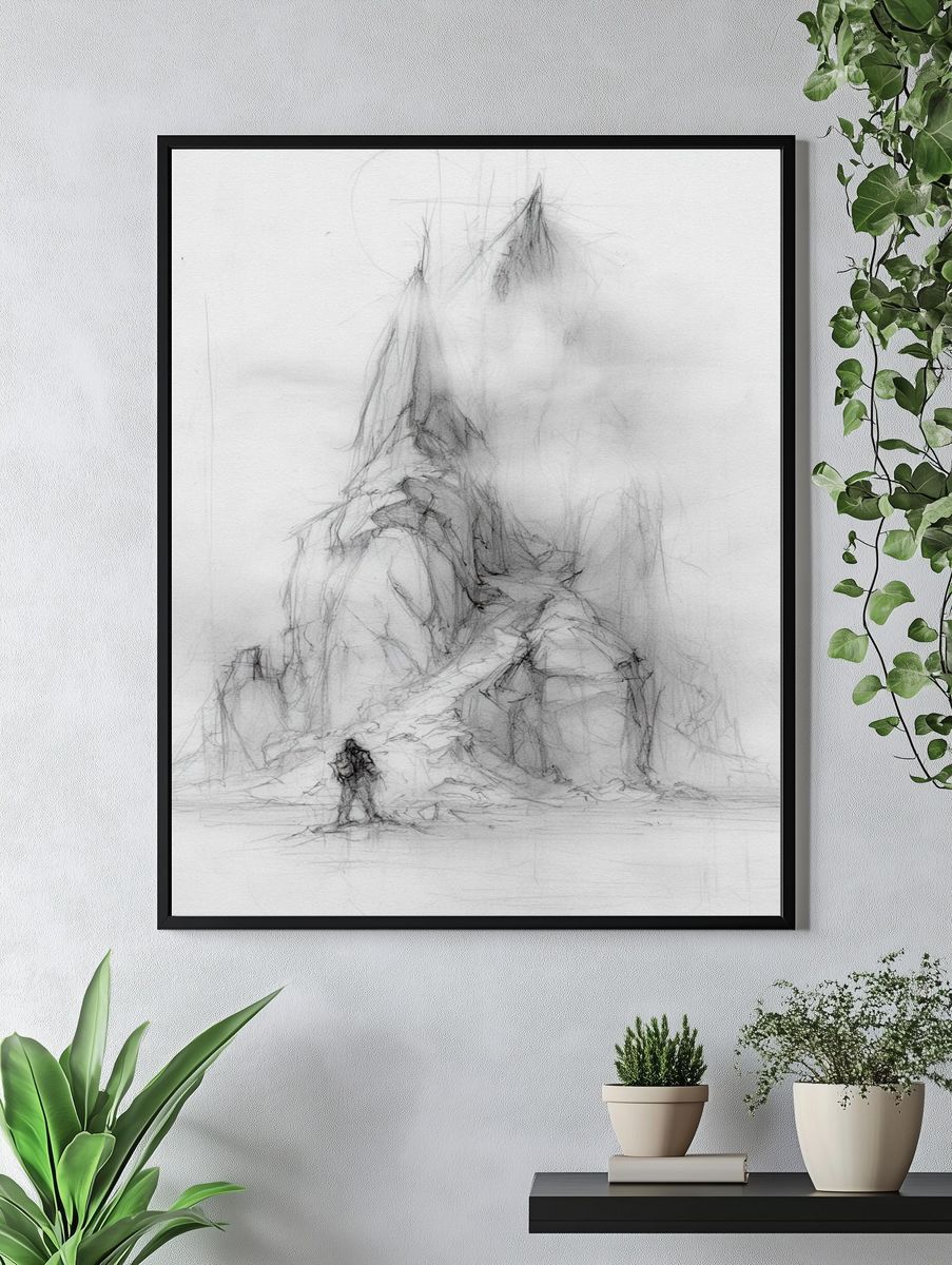 Misty Mountain Sketch Print. — room view 4