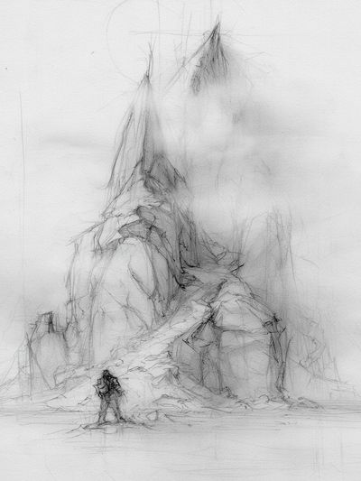 Misty Mountain Sketch Print. poster
