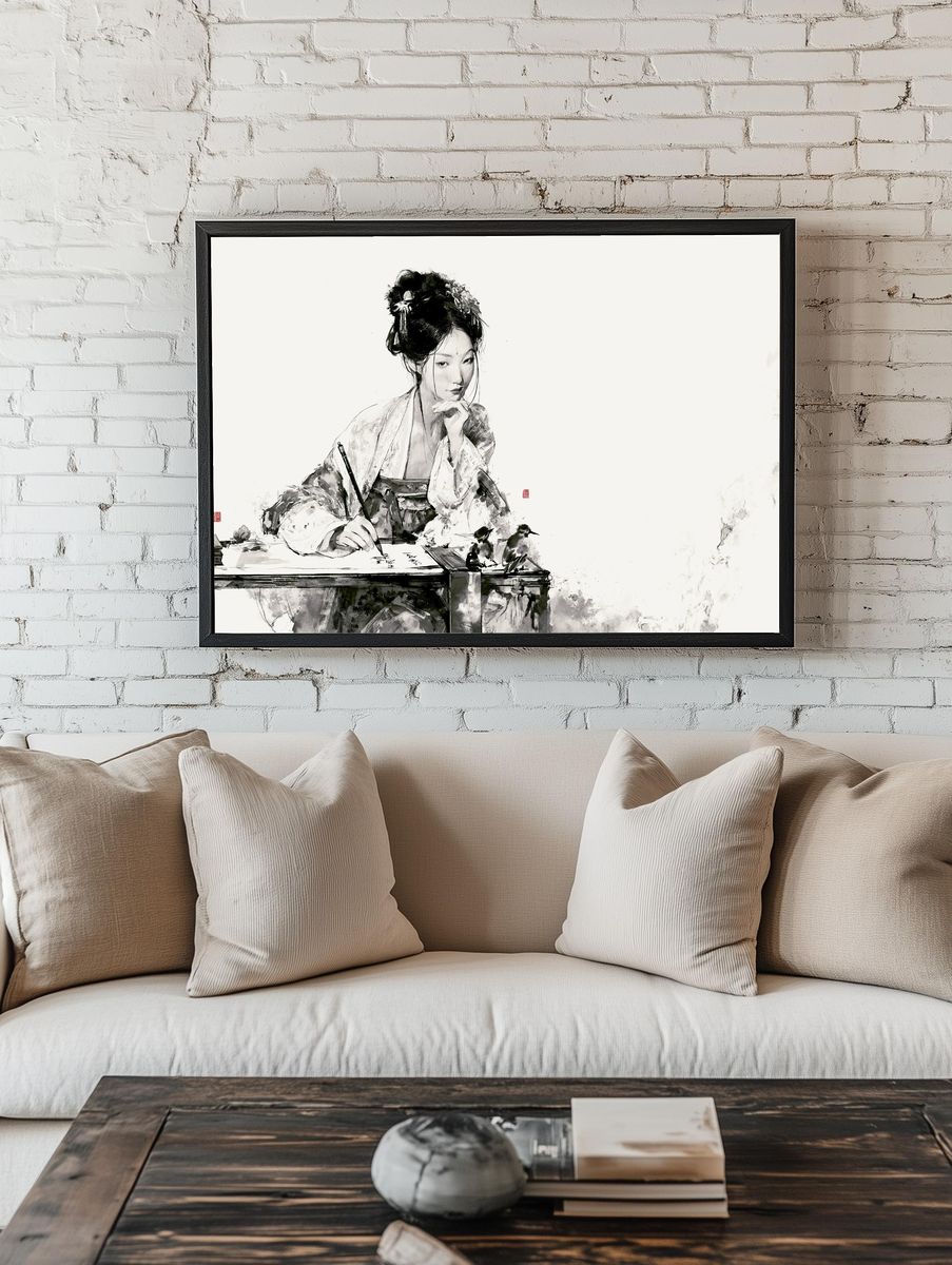Ink Portrait of a Scholar Print. room preview