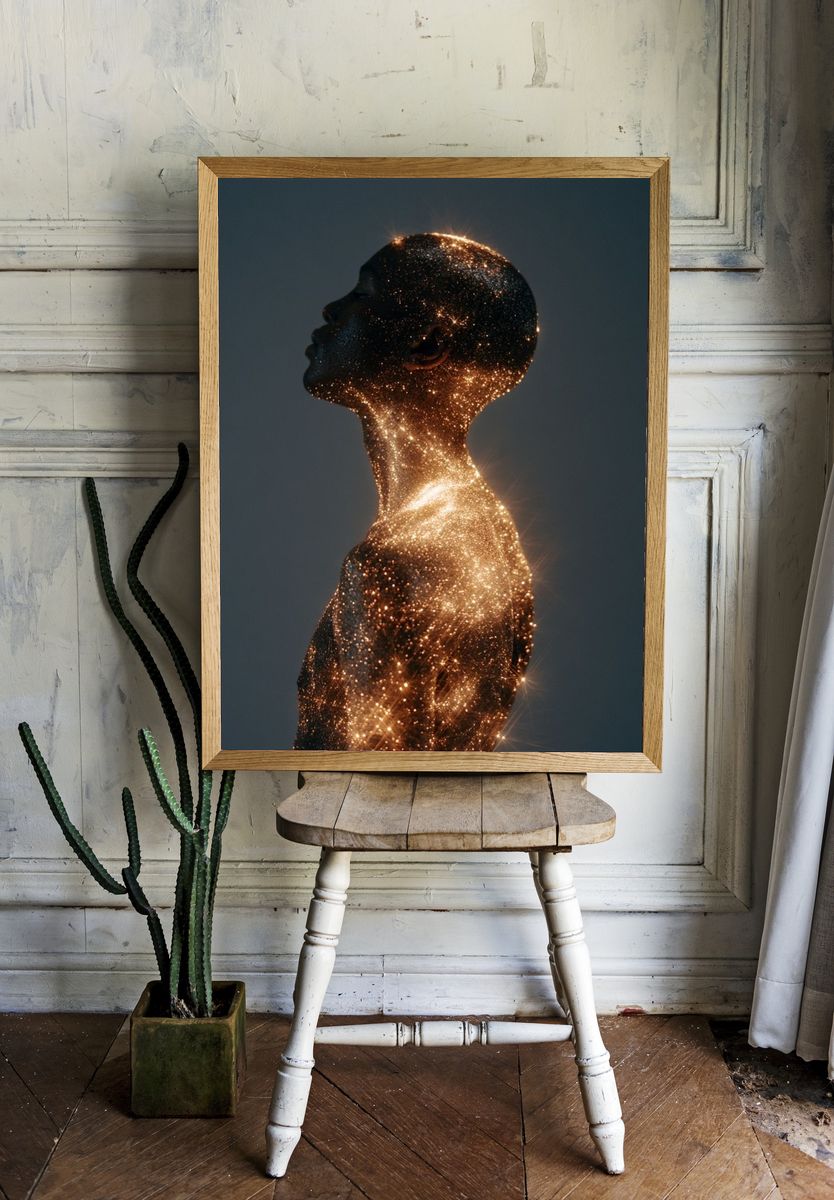 Cosmic Human Silhouette Print. — room view 1