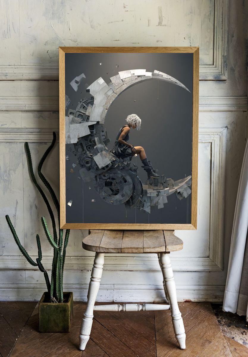 Surreal Moon Rider Print. — room view 1