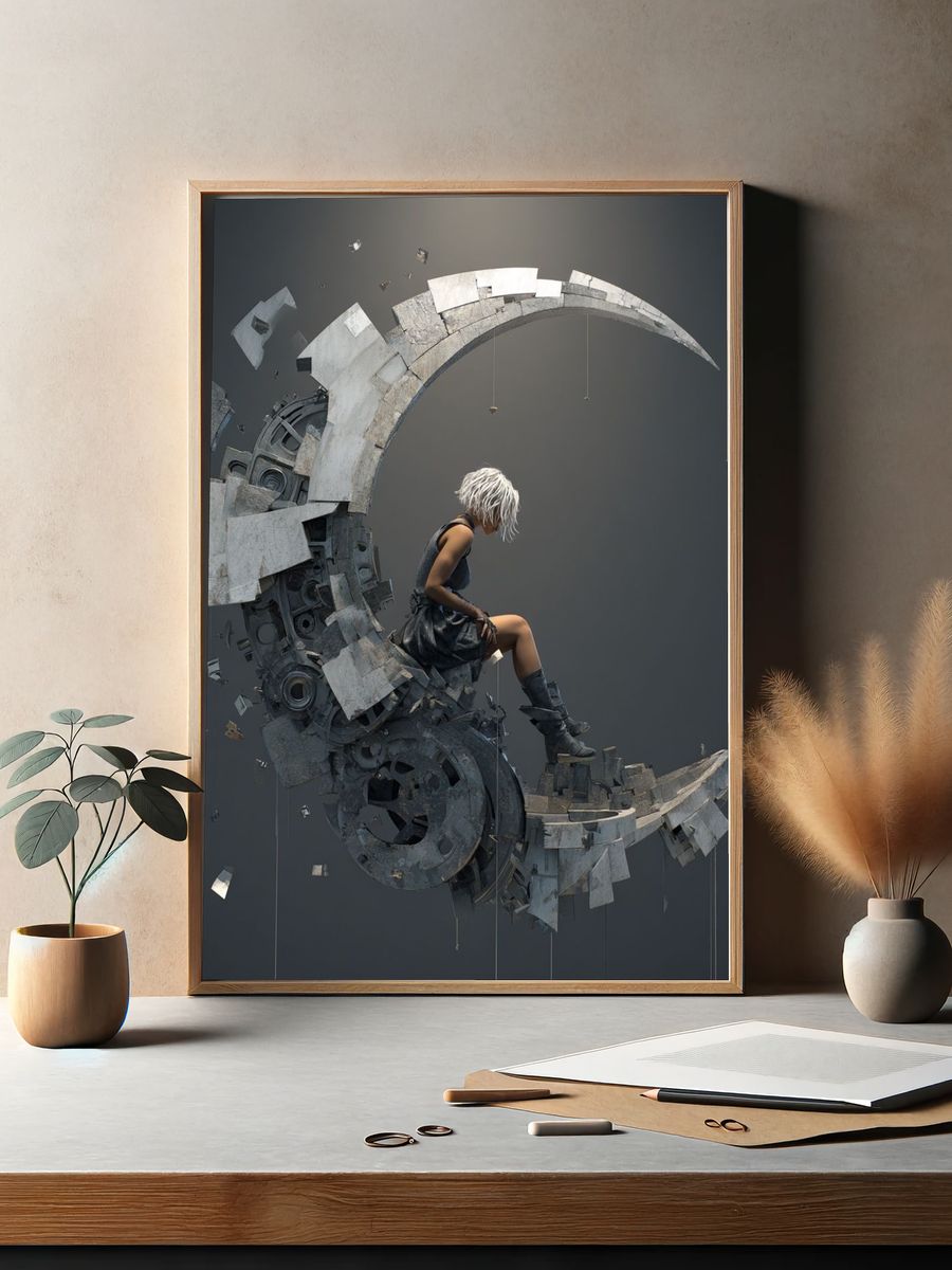 Surreal Moon Rider Print. — room view 2