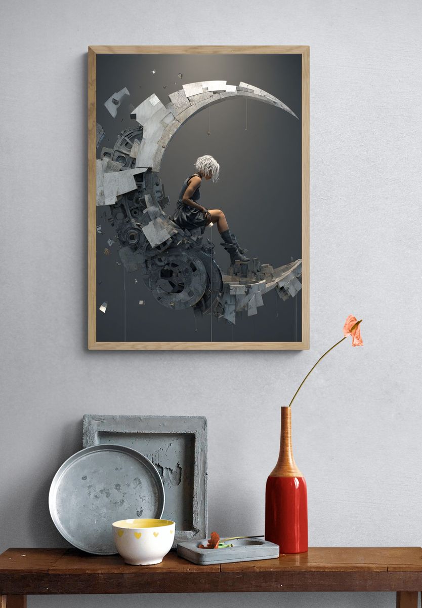 Surreal Moon Rider Print. — room view 3