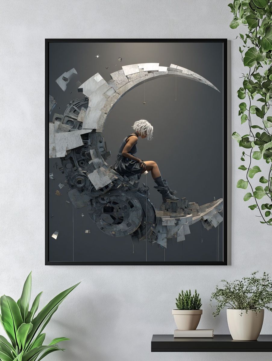Surreal Moon Rider Print. — room view 4