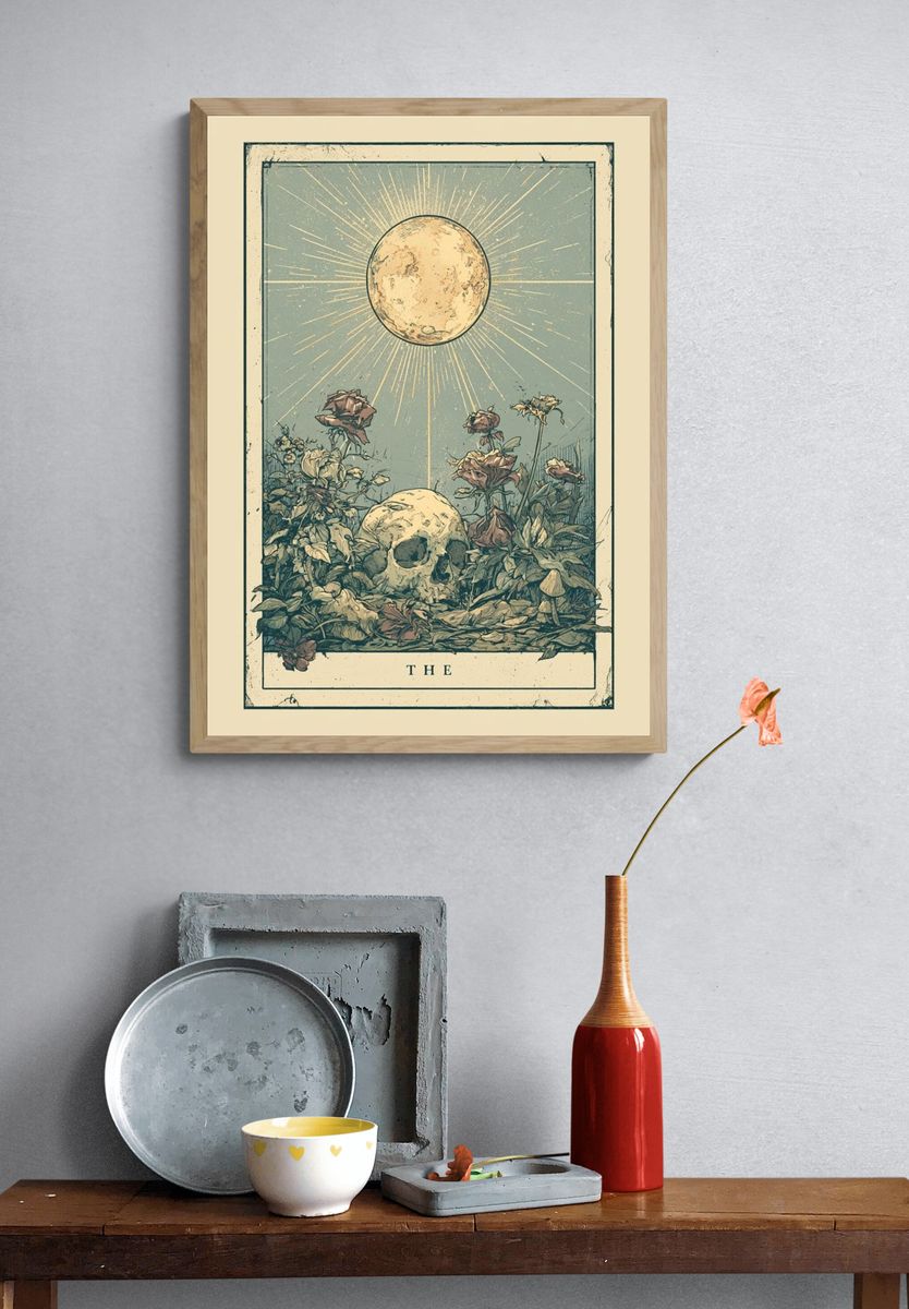 Moonlit Skull Botanical Poster. — room view 3