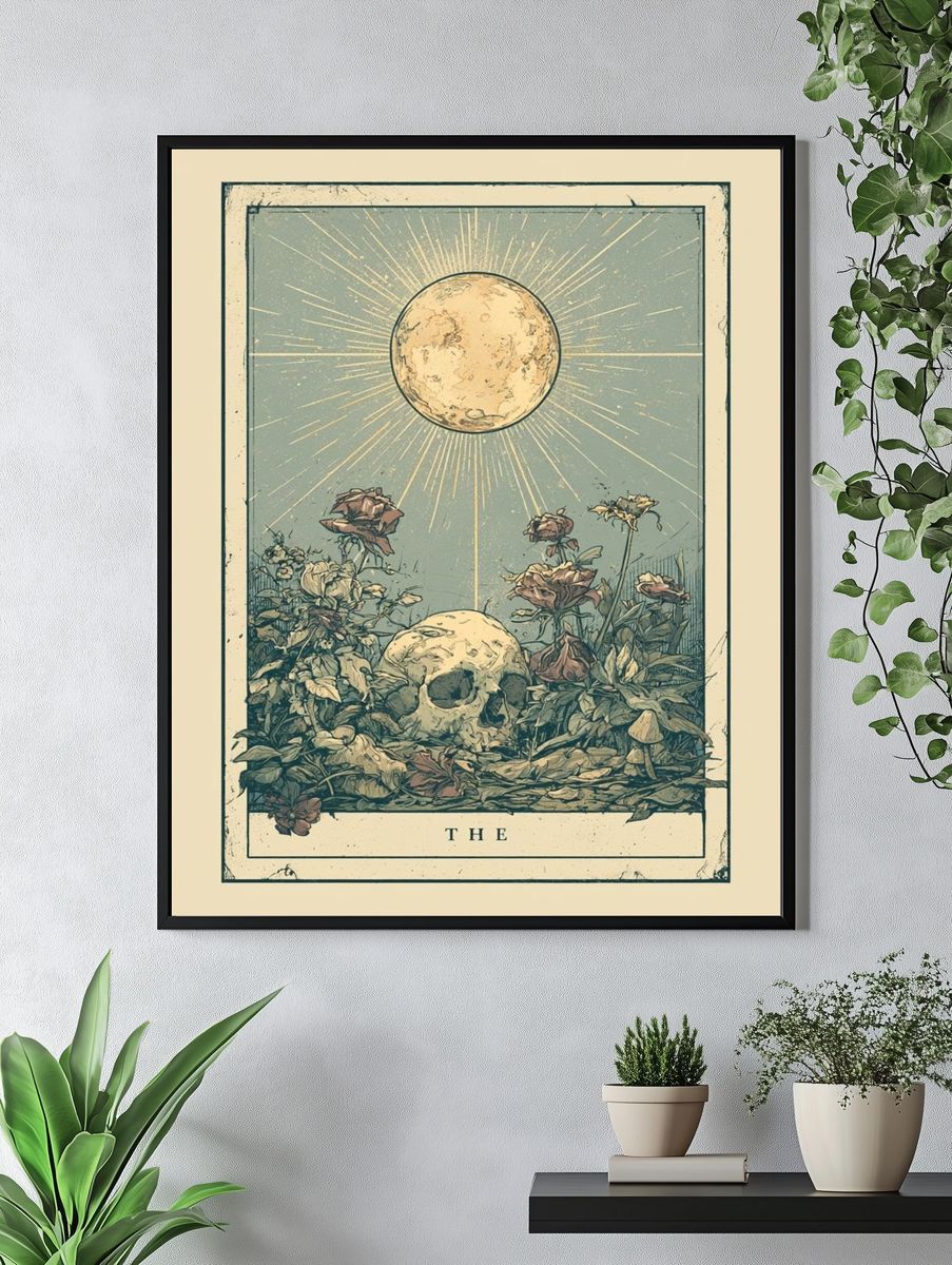 Moonlit Skull Botanical Poster. — room view 4