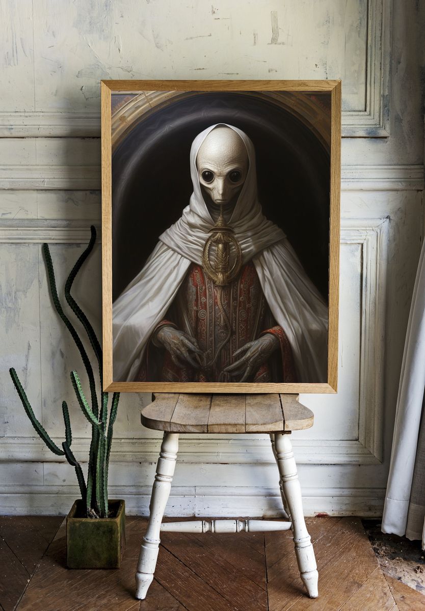 Mystic Alien Portrait Print. room preview