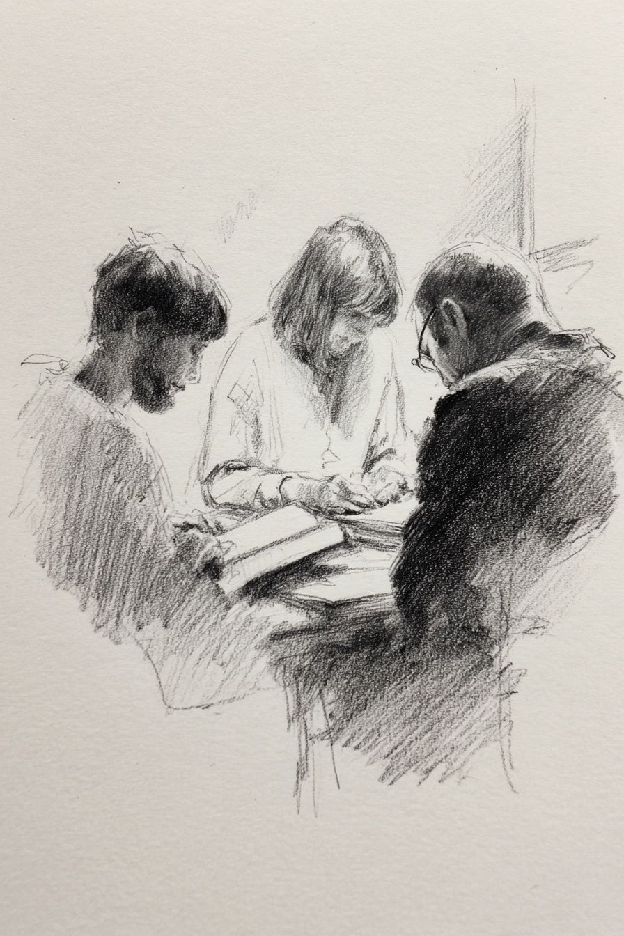 Charcoal Study of Three Figures Poster. poster detail
