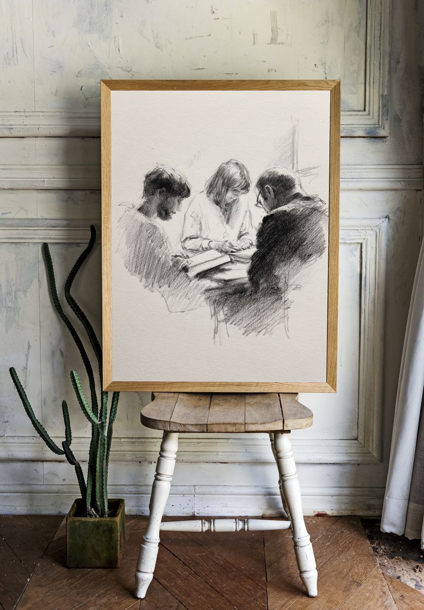 Charcoal Study of Three Figures Poster. room preview