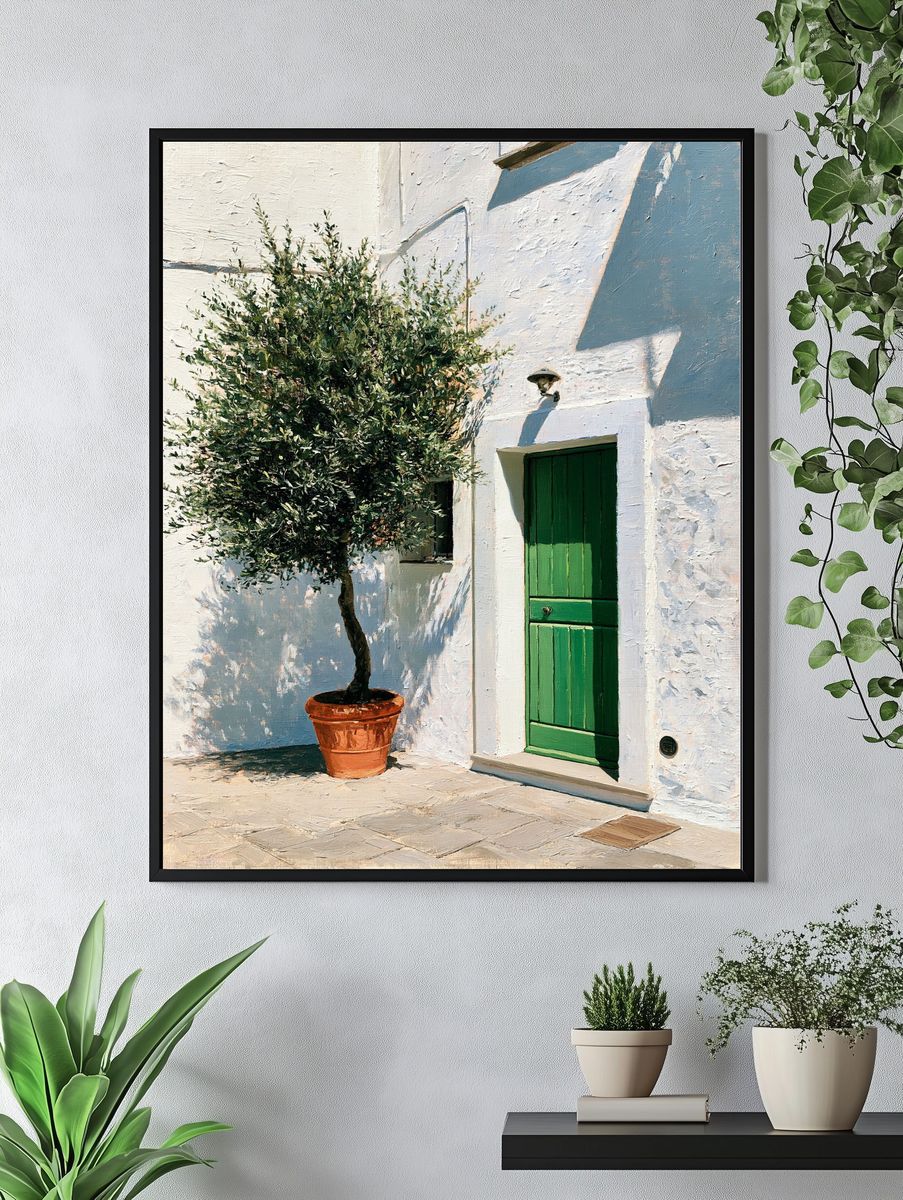 Mediterranean Courtyard Olive Tree Print. — room view 4