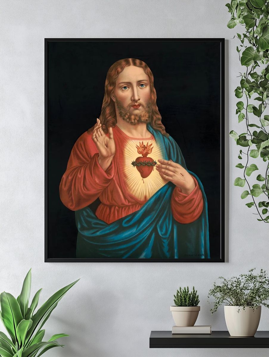 Heart Jesus, aesthetic chromolithograph. Original. — room view 4