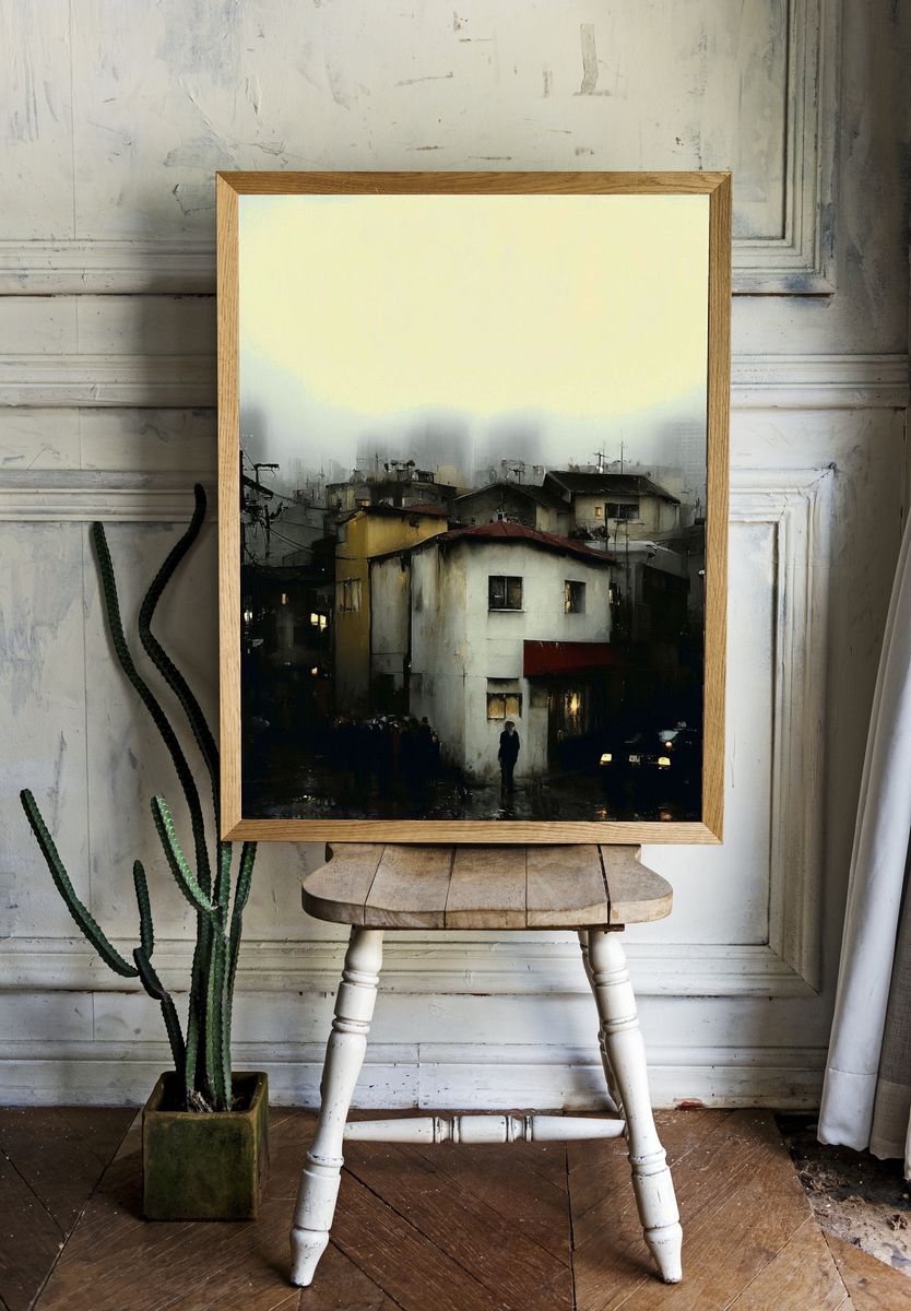 Foggy Urban Alley Fine-Art Print. room preview