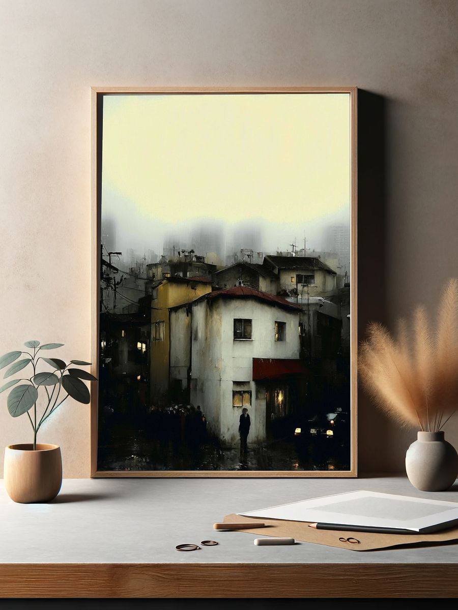 Foggy Urban Alley Fine-Art Print. — room view 2