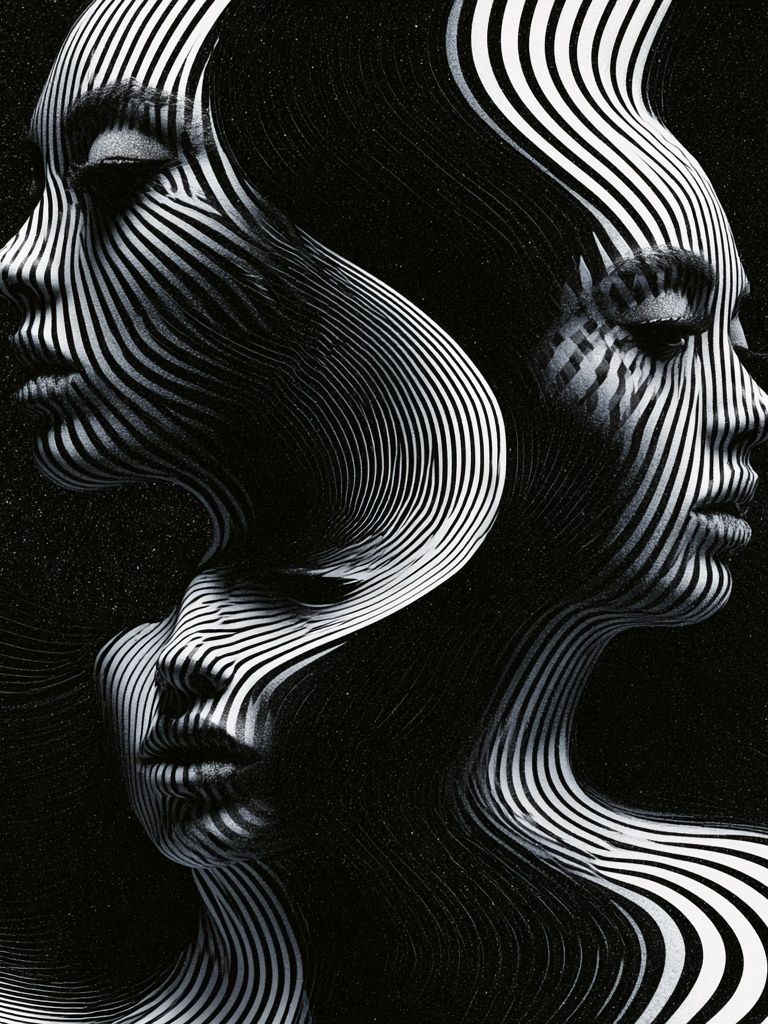 Optical Faces Abstract Print. poster detail
