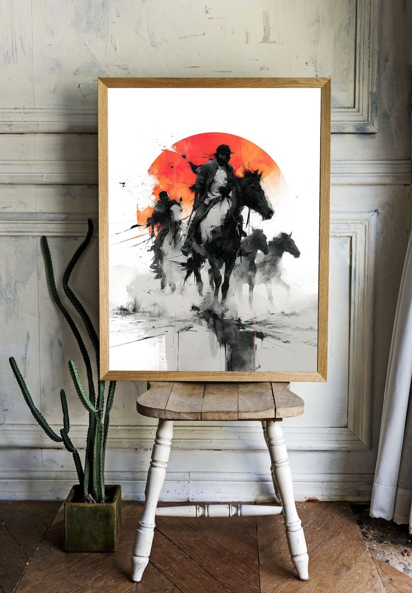 Horse Riders Ink Poster. room preview
