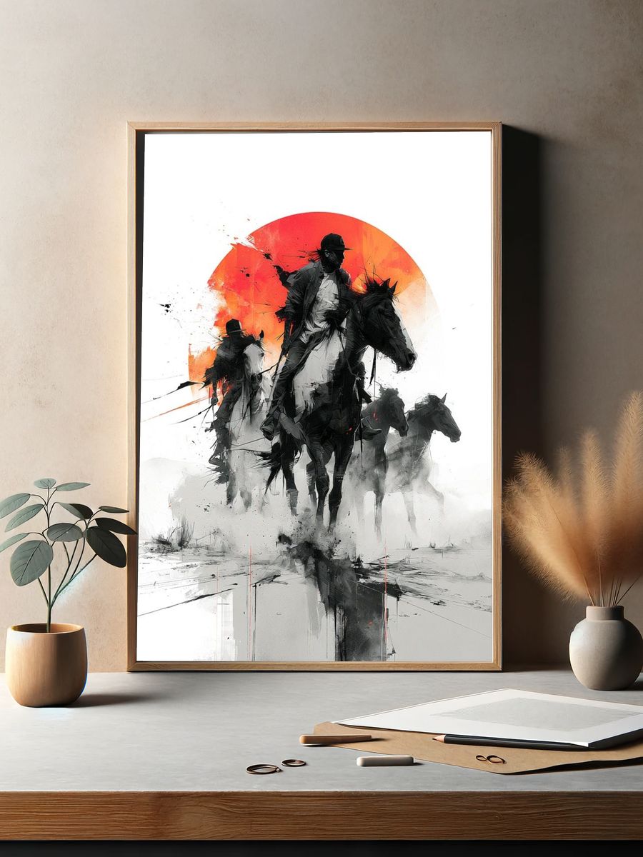 Horse Riders Ink Poster. — room view 2
