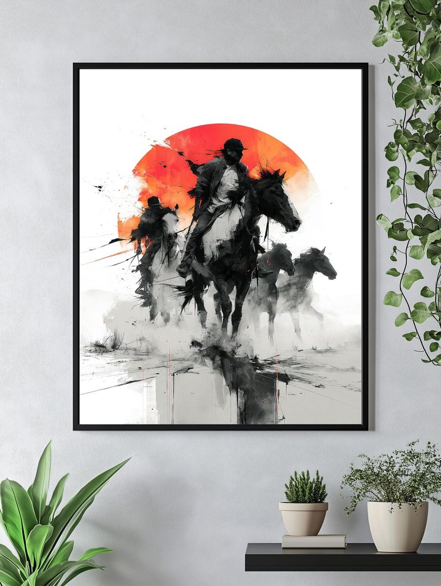 Horse Riders Ink Poster. — room view 4