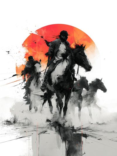 Horse Riders Ink Poster. poster