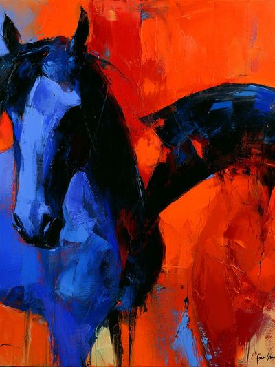 Blue Horse Abstract Print. poster