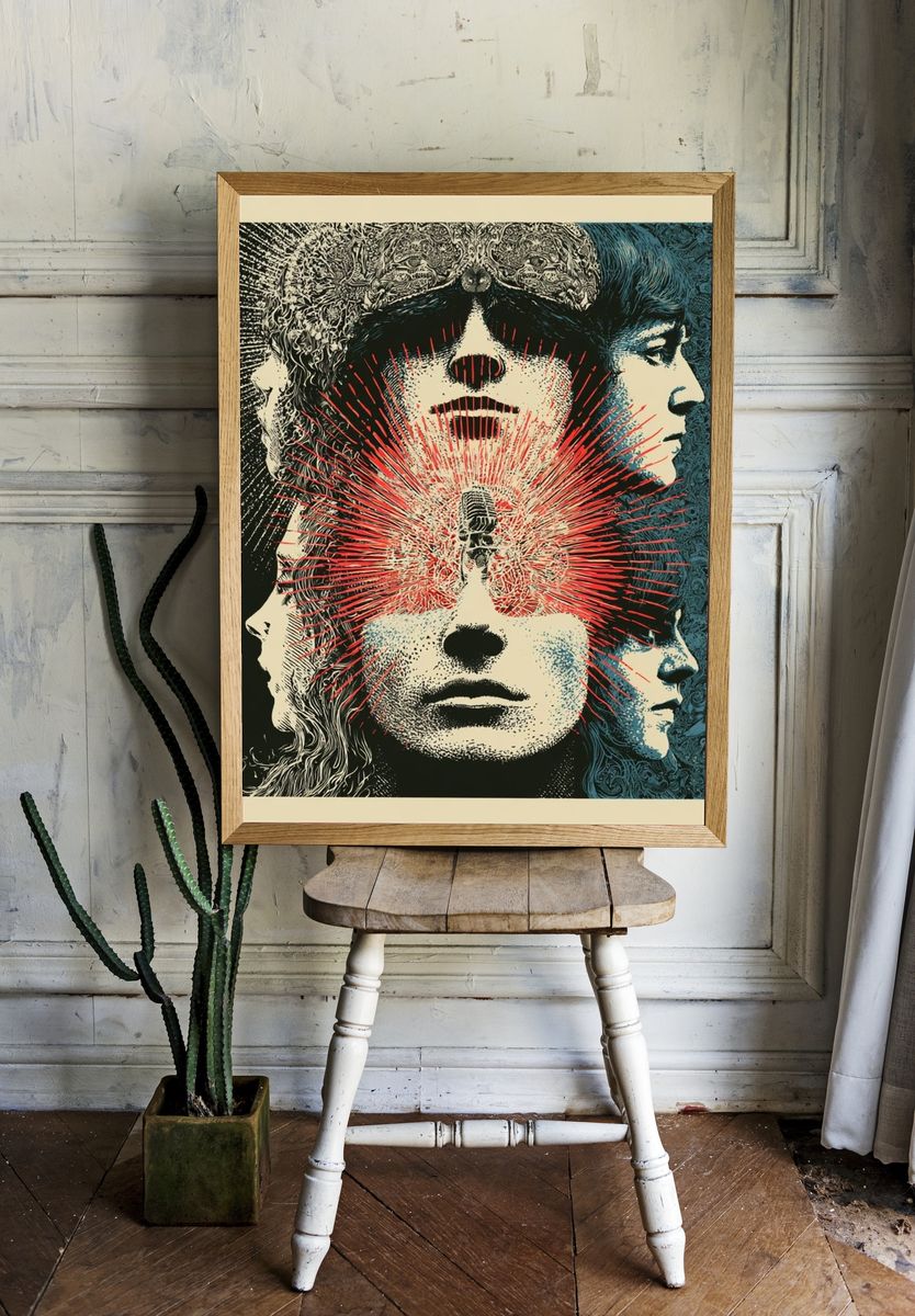 Psychedelic Faces Collage Poster. room preview