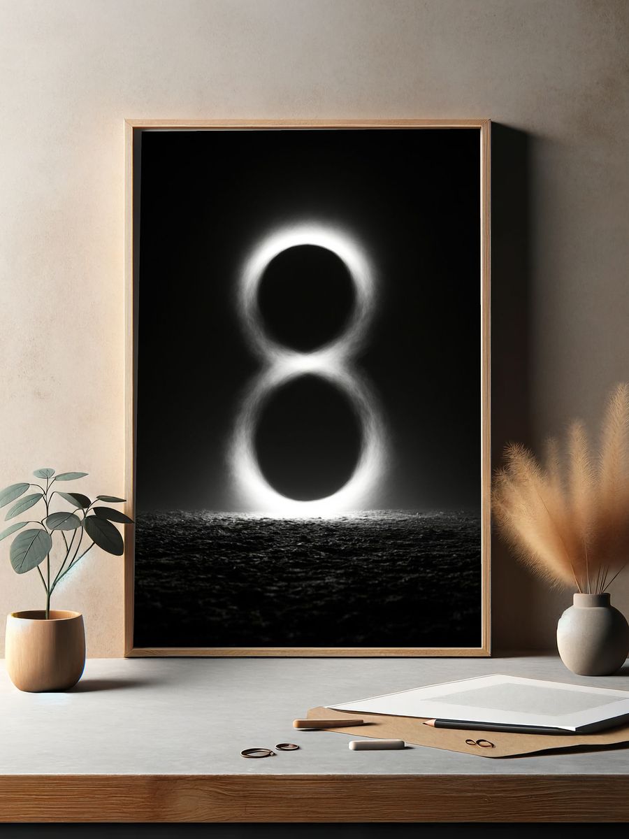 Eclipse Over Dark Sea Print. — room view 2