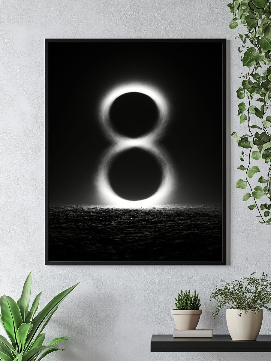 Eclipse Over Dark Sea Print. — room view 4