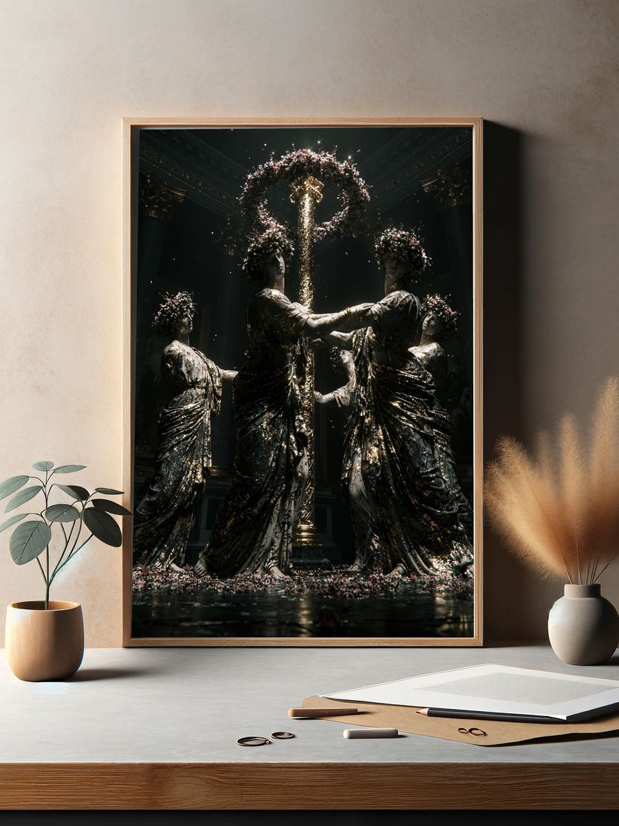 Gilded Classical Figures Fine-Art Poster. — room view 2