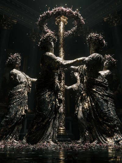 Gilded Classical Figures Fine-Art Poster. poster