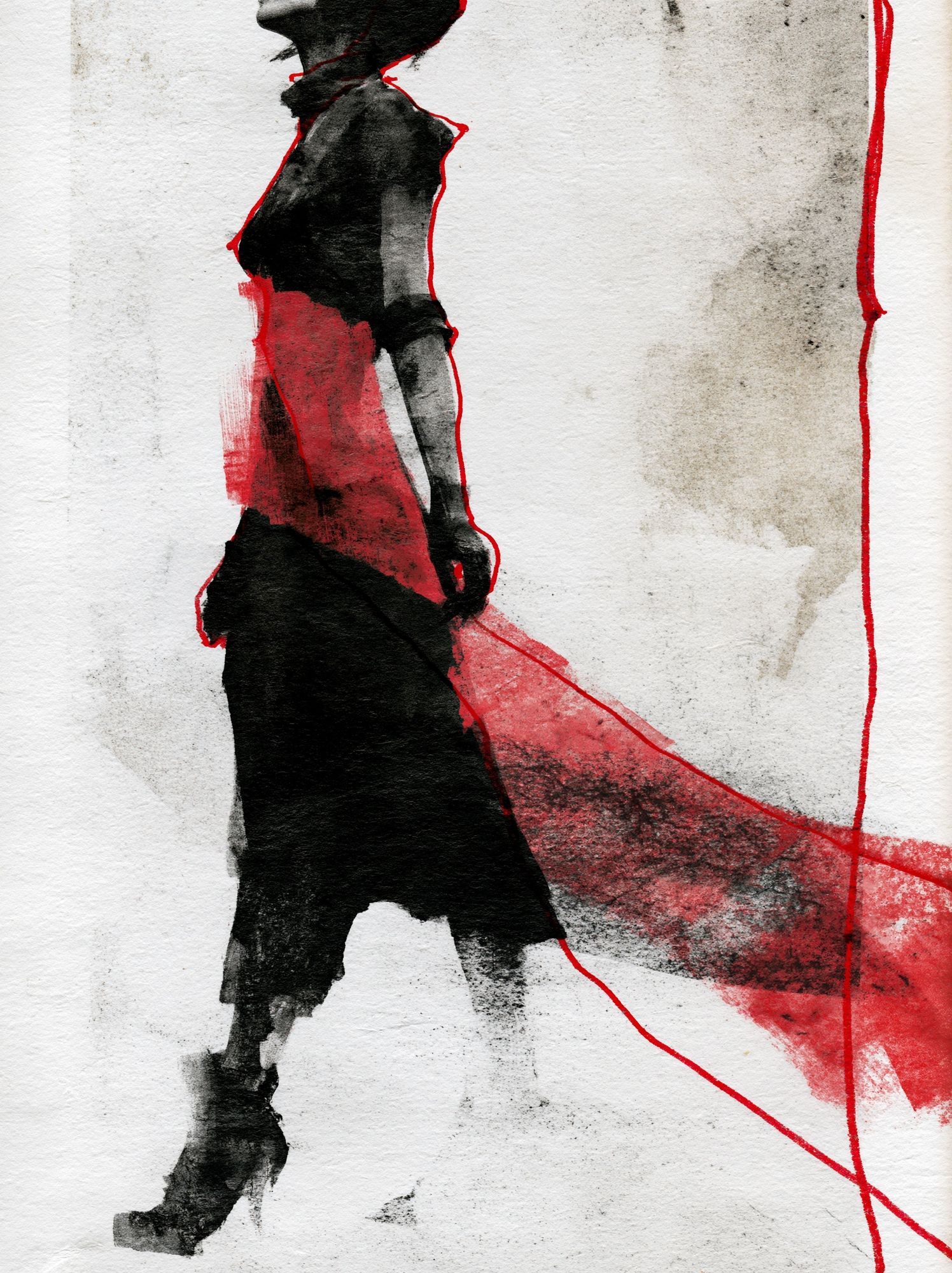 Abstract Figure in Red and Black Poster. poster — fine-art art