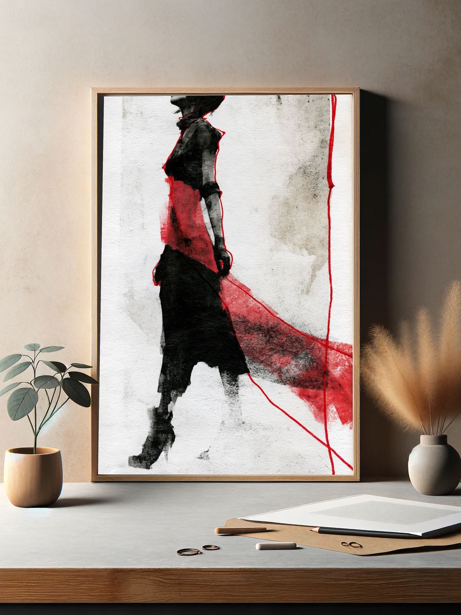 Abstract Figure in Red and Black Poster. — room view 2
