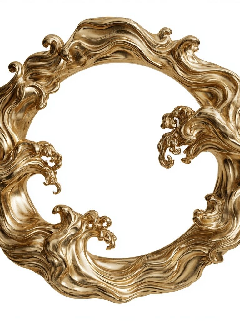 Golden Baroque Wave Frame Poster. poster — fine-art art