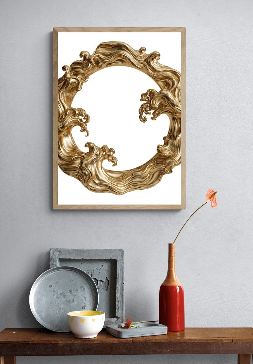 Golden Baroque Wave Frame Poster. — room view 3