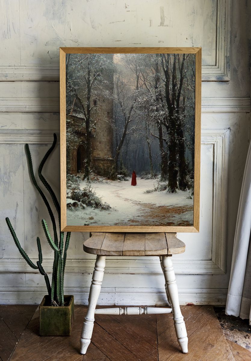 Snowy Forest Castle — Fine-Art Print. — room view 1