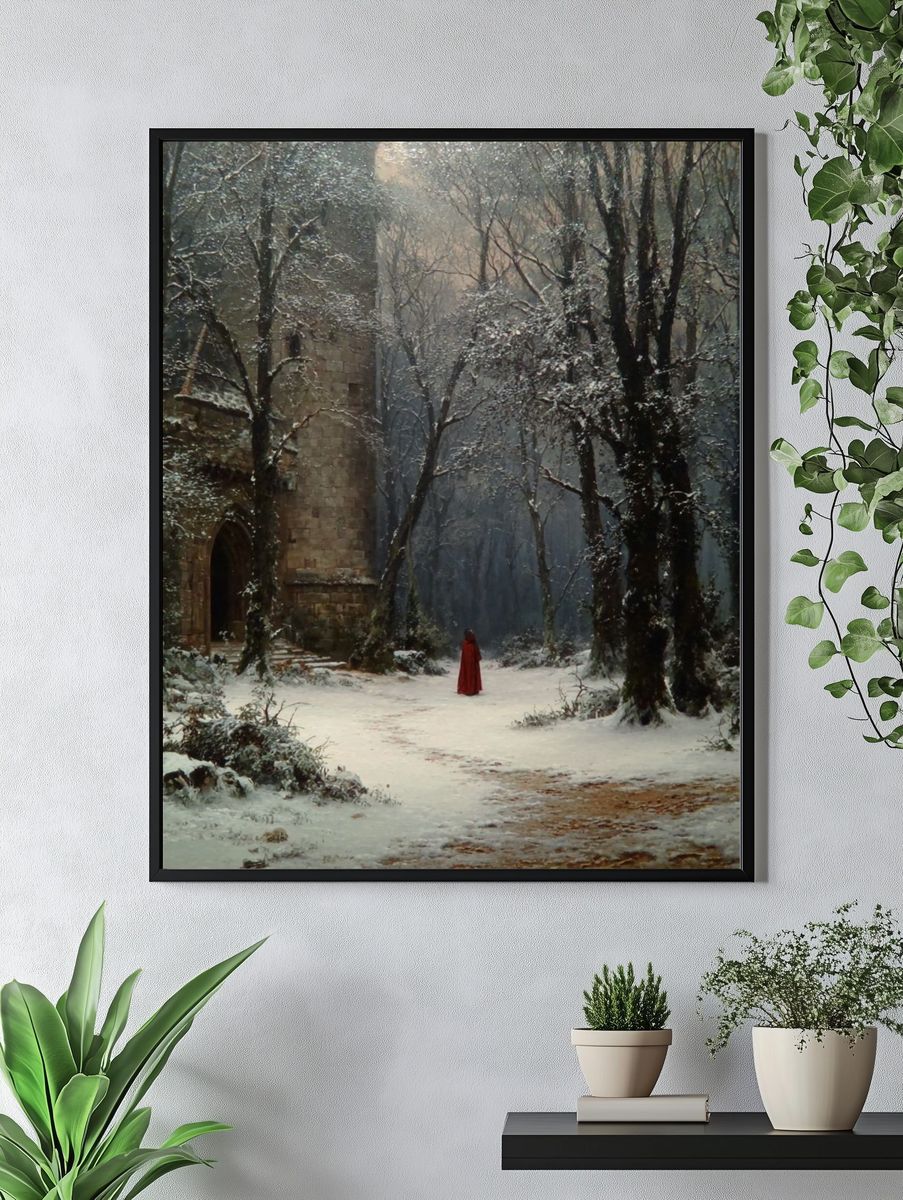 Snowy Forest Castle — Fine-Art Print. — room view 4